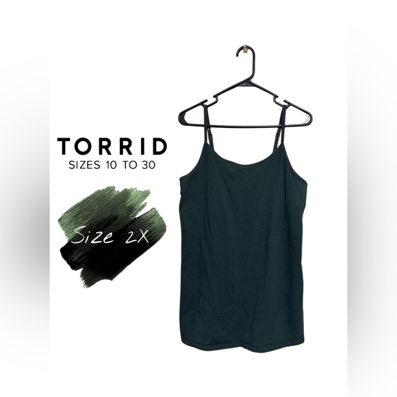 torrid Tops - 🌲 Torrid Foxy Cami 2X Dark Forest Green Stretch Tunic Tank Adjustable Straps 🌲